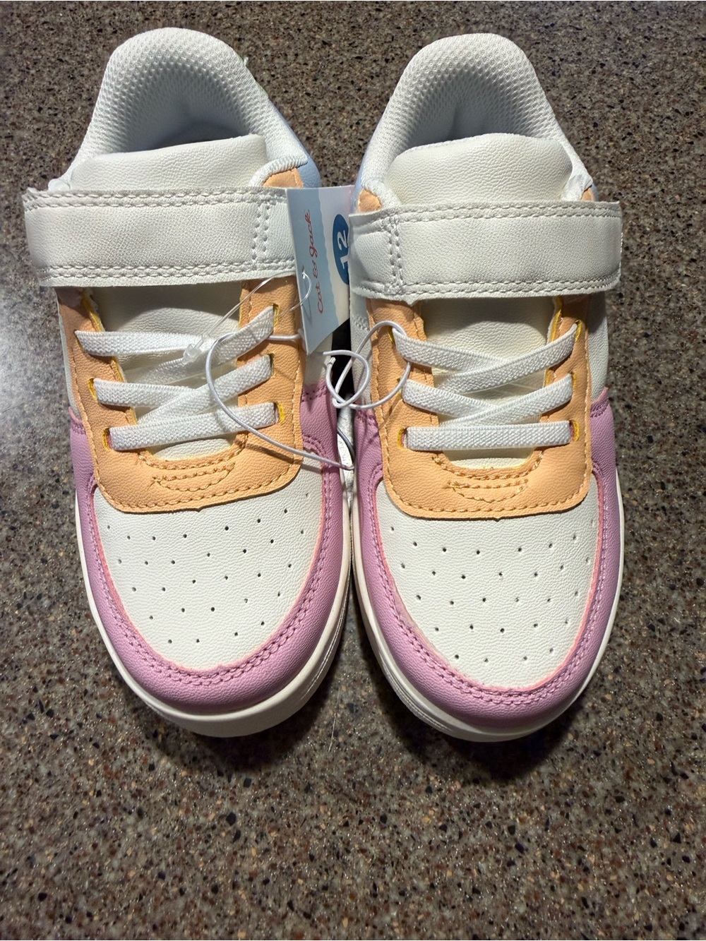 Cat & Jack White Sneakers with Green, Pink, Blue and Peach Accents